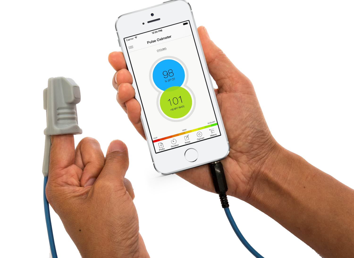 The Phone Oximeter - phone and sensor The Phone Oximeter - phone and sensor