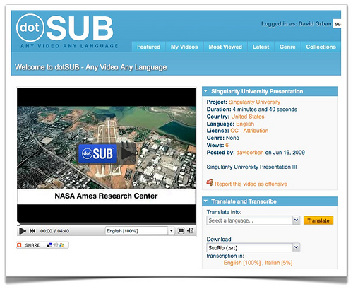 dotSUB translations of Singularity University videos