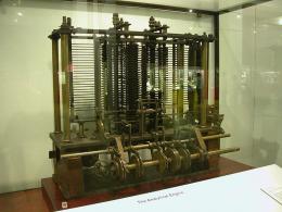 Trial model of a part of the Analytical Engine, built by Babbage, as displayed at the Science Museum (London).