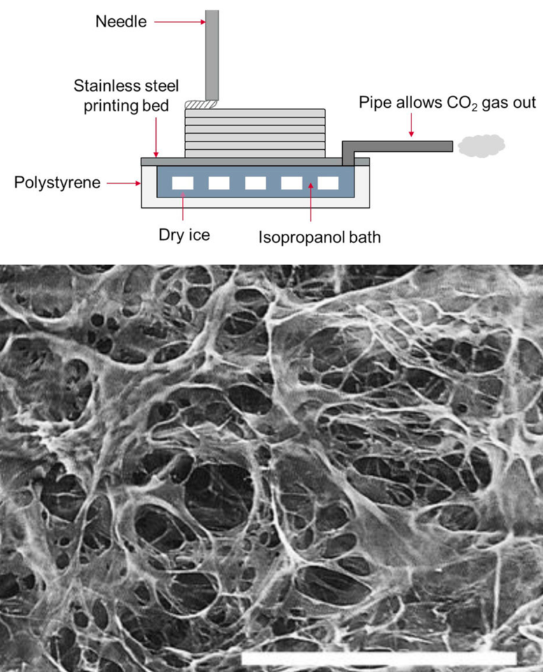 Cryogenic 3D-printing hydrogels