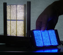 Tiny LEDs printed on a surface using standard screen printing