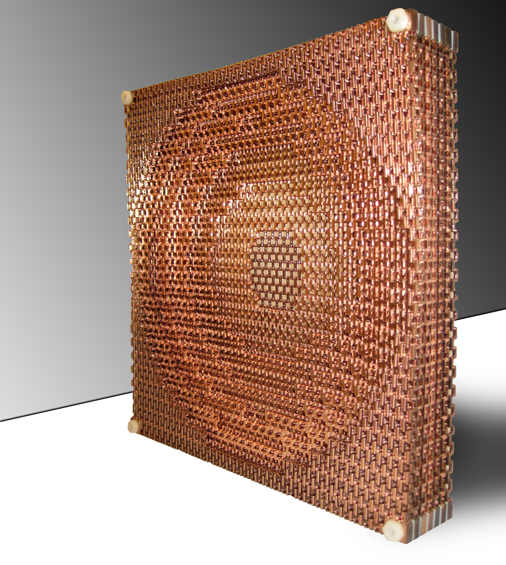 The orientation of 4,000 S-shaped units forms a metamaterial lens that focuses radio waves with extreme precision, and very little energy lost