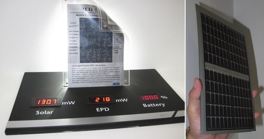 Flexible E-paper with integrated battery and photovoltaic cells