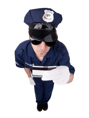 Cop Looking at Drivers License