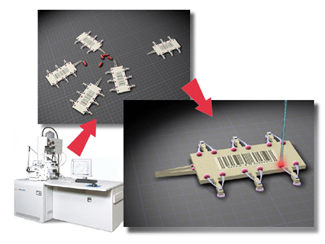 Controlled by a scanning electron microscope (SEM) or laser, multiple "micro-robots" can "walk" or grip and manipulate nanoscale objects as small as 100 nanometers. The SEM can also monitor their actions. Controlled by a scanning electron microscope (SEM) or laser, multiple "micro-robots" can "walk" or grip and manipulate nanoscale objects as small as 100 nanometers. The SEM can also monitor their actions.