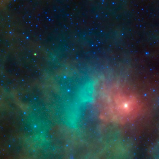 This image shows the potentially hazardous near-Earth object 1998 KN3 as it zips past a cloud of dense gas and dust near the Orion nebula. NEOWISE, the asteroid-hunting portion of the Wide-field Infrared Survey Explorer, or WISE, mission, snapped infrare